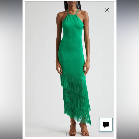 Free People Dresses & Skirts - NWT Free People Elexiay Lokoja Green Fringe Halter Maxi Dress Small